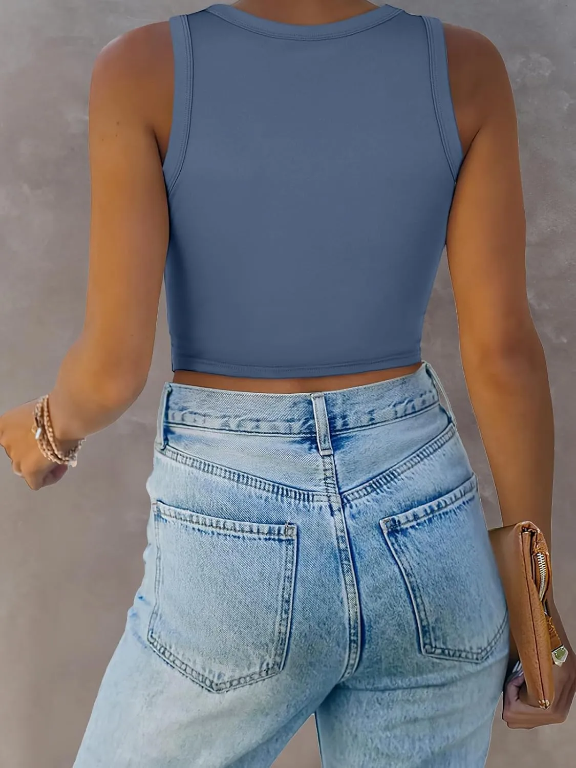 ANRABESS Women Tank Tops High Neck Sleeveless Sexy Cutout Racer Back Going Out Crop Tops Shirts Summer Y2K Outfits