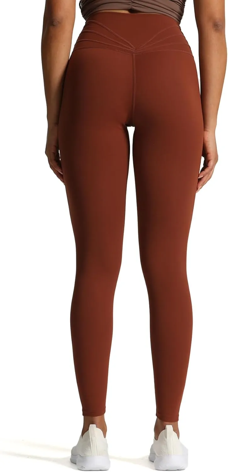 Aoxjox High Waisted Workout Leggings for Women Cross-Waist Crossover Tummy Control Trinity Buttery Soft Yoga Pants 26"