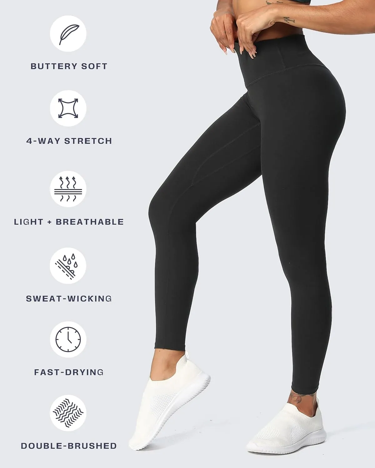 Aoxjox High Waisted Workout Leggings for Women Tummy Control Buttery Soft Yoga Metamorph Deep V Pants 26"