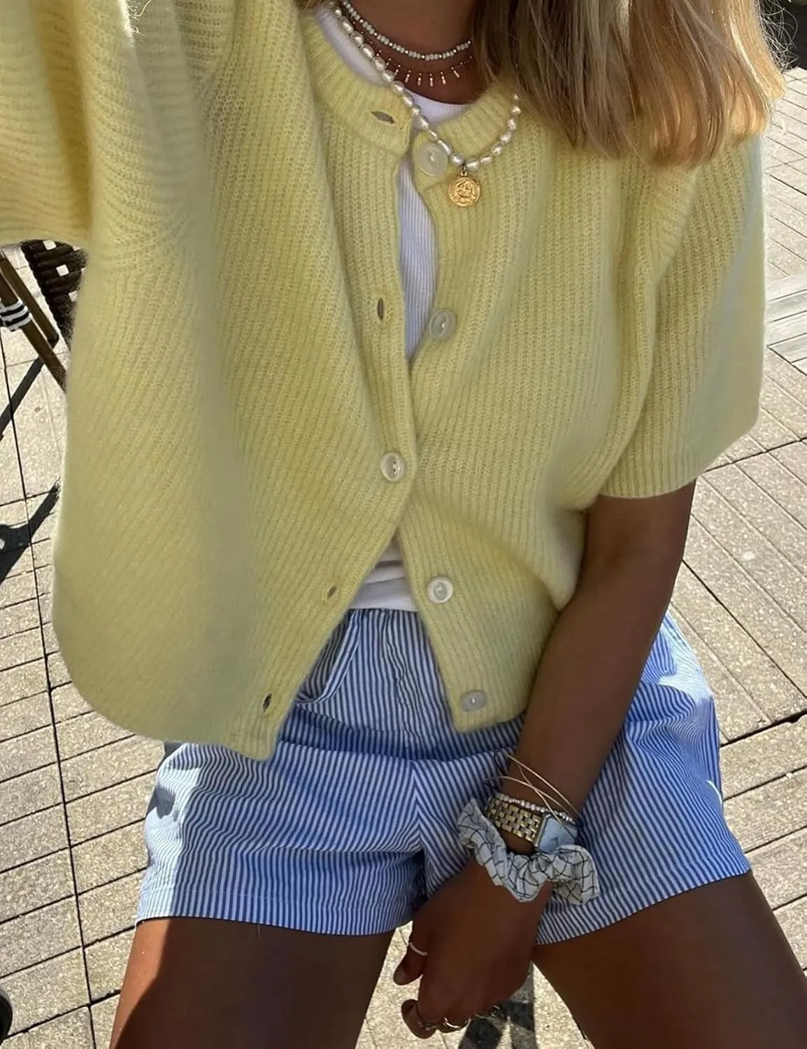 Arssm Women's Knitted Crop Cardigan Y2k Short Sleeve Button Down Cardigan Shirt Ribbed Knit Solid Color Lightweight Outwear
