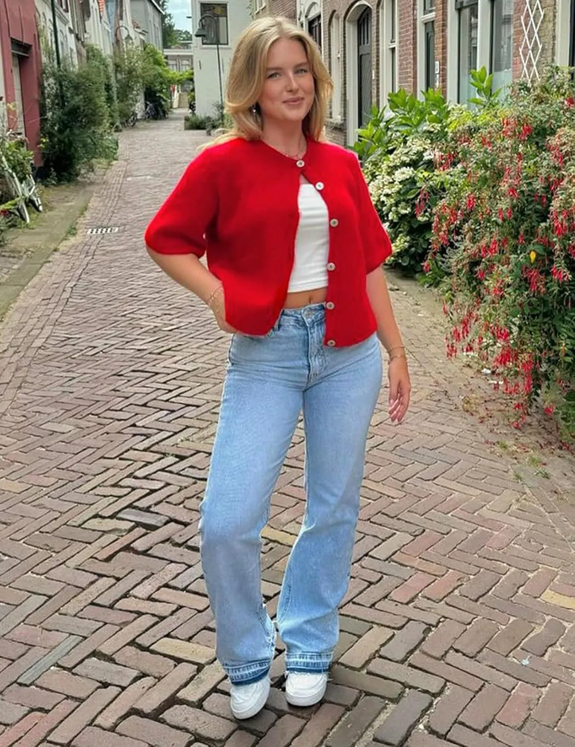 Arssm Women's Knitted Crop Cardigan Y2k Short Sleeve Button Down Cardigan Shirt Ribbed Knit Solid Color Lightweight Outwear