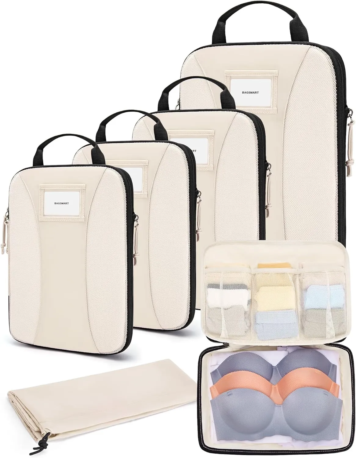 BAGSMART Compression Packing Cubes, 6 PCS Packing Cubes for Suitcases, Travel Bags Organizer for Luggage, Lightweight Packing Cube for Travel Essentials
