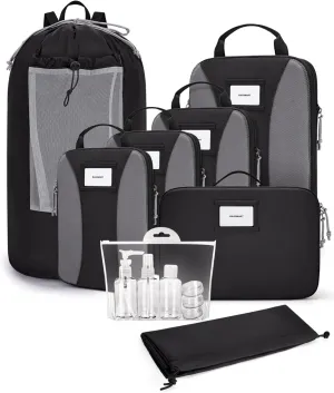 BAGSMART Compression Packing Cubes, 6 PCS Packing Cubes for Suitcases, Travel Bags Organizer for Luggage, Lightweight Packing Cube for Travel Essentials