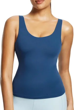 baleaf Freeleaf Women's Longline Sports Bra, Molded Cup Workout Tank Yoga Tops Built in Bra Athletic Camisole