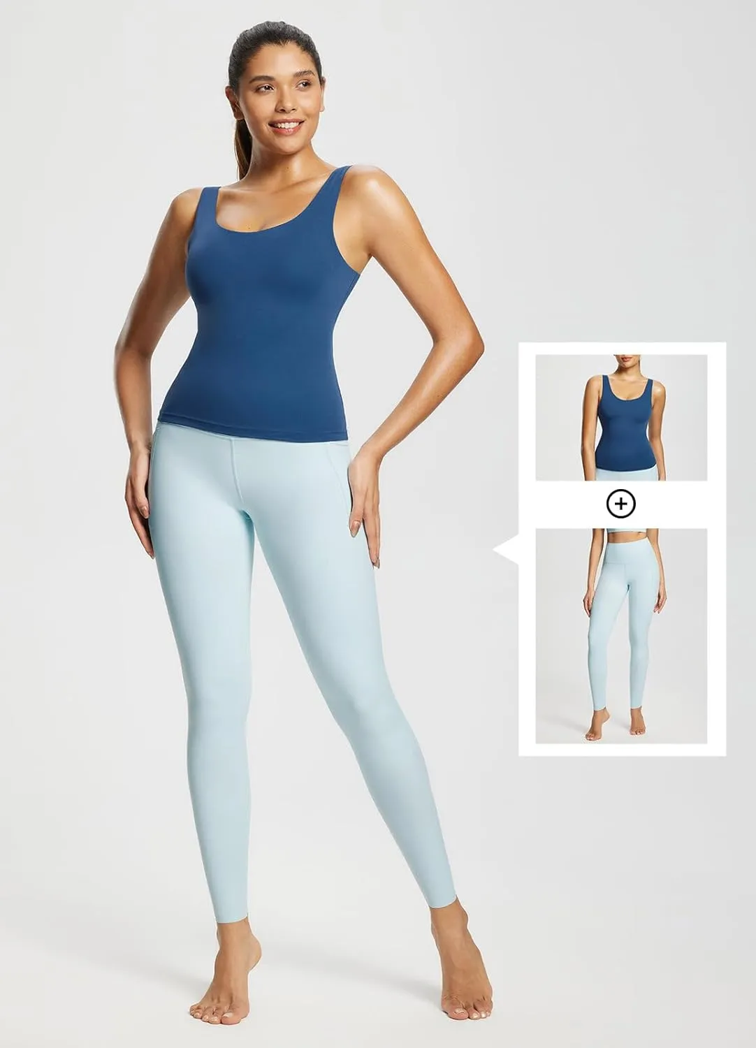 baleaf Freeleaf Women's Longline Sports Bra, Molded Cup Workout Tank Yoga Tops Built in Bra Athletic Camisole
