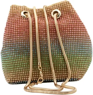 BESTYASH Chic Rhinestone Evening Bag Large Capacity Bucket Handbag Stylish Shoulder Bag for Women