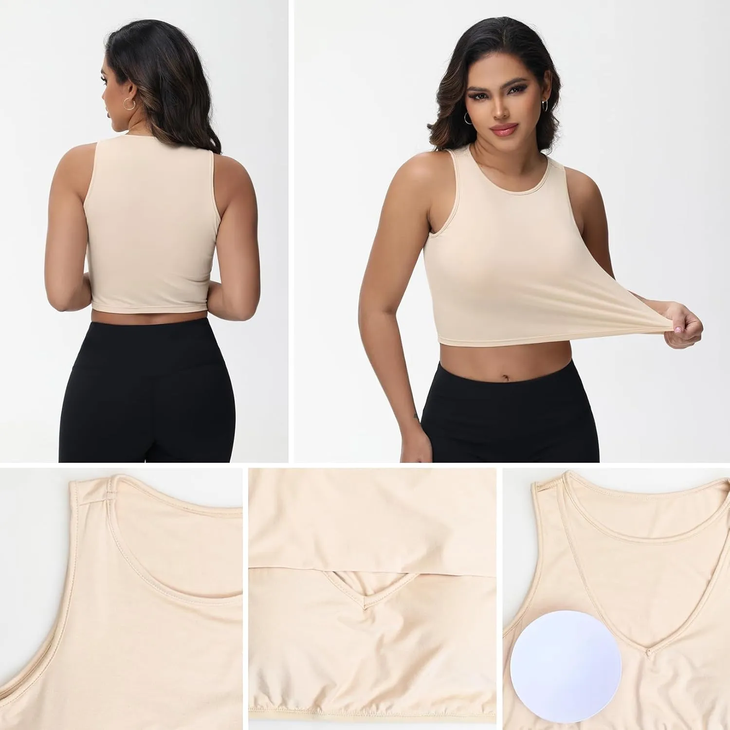 Bhome Longline Nursing & Maternity Bra for Breastfeeding, Maternity Nursing Crop Tank Tops with Built-in Bra for Women