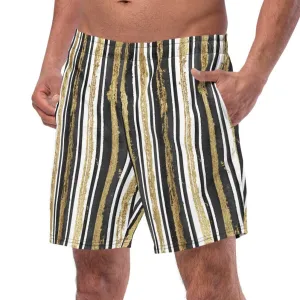 Black & gold stripe swim trunks for men, lioness-love