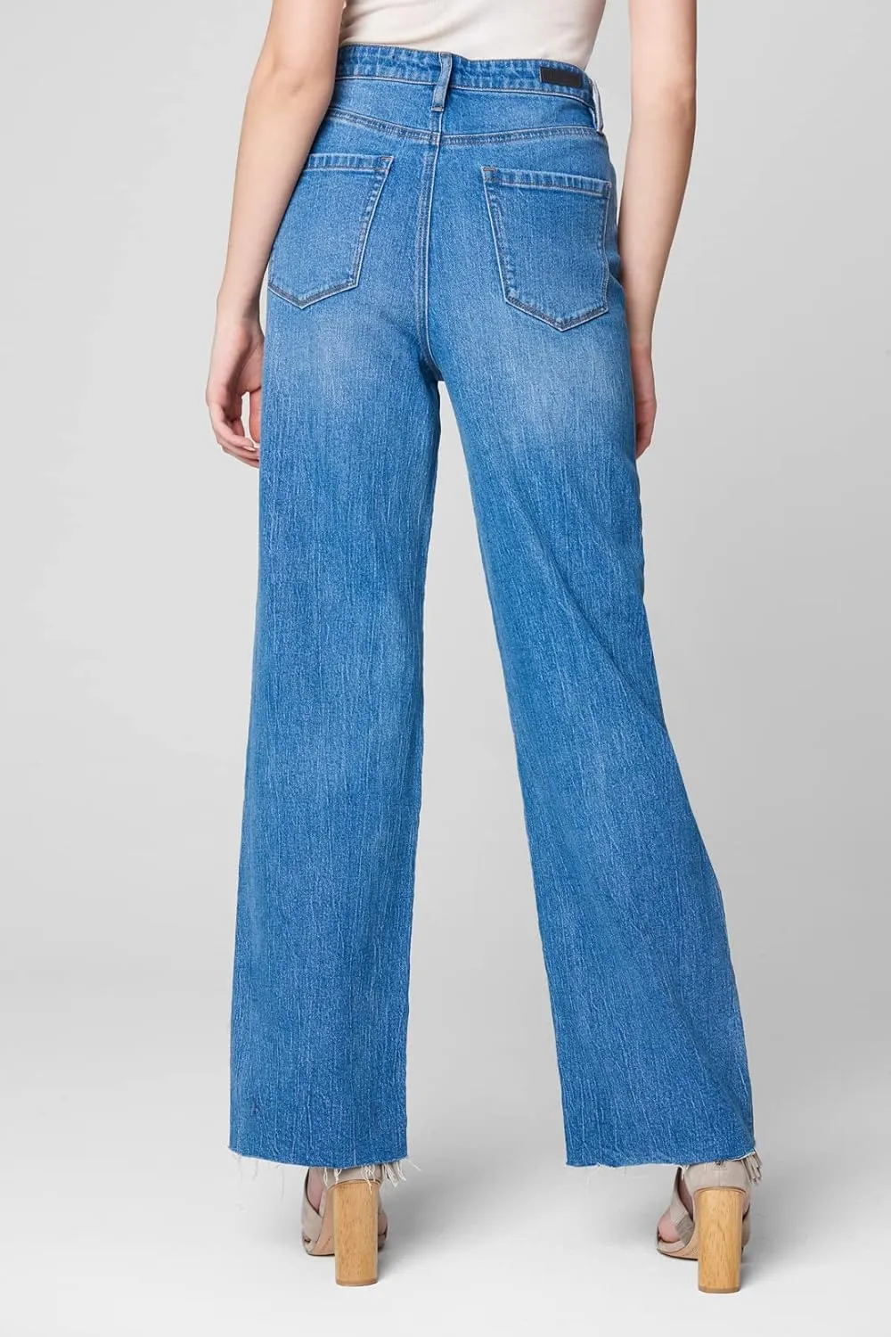[BLANKNYC] Womens Five Pocket Wide Leg Jean with Rips at Knee, Fashionable & Stylish Pants