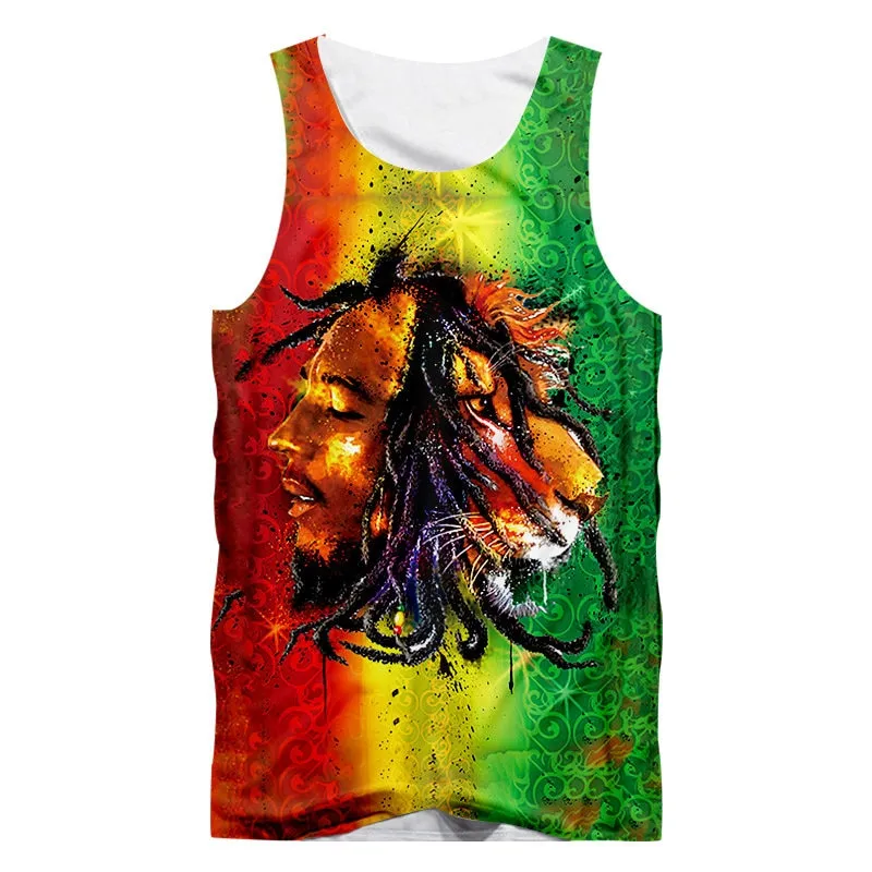 Bob Marley Lion Head 3D Unisex Tank Top