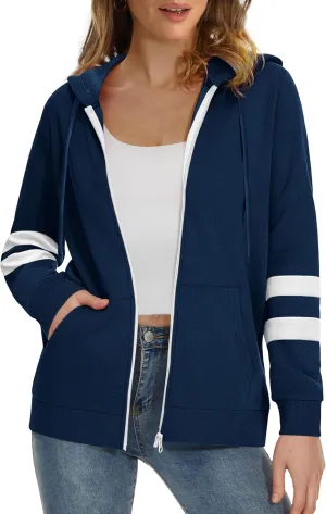 Bofell Womens Active Long Sleeve Zip Up Hoodies with Pocket Hooded Sweatshirts Jackets