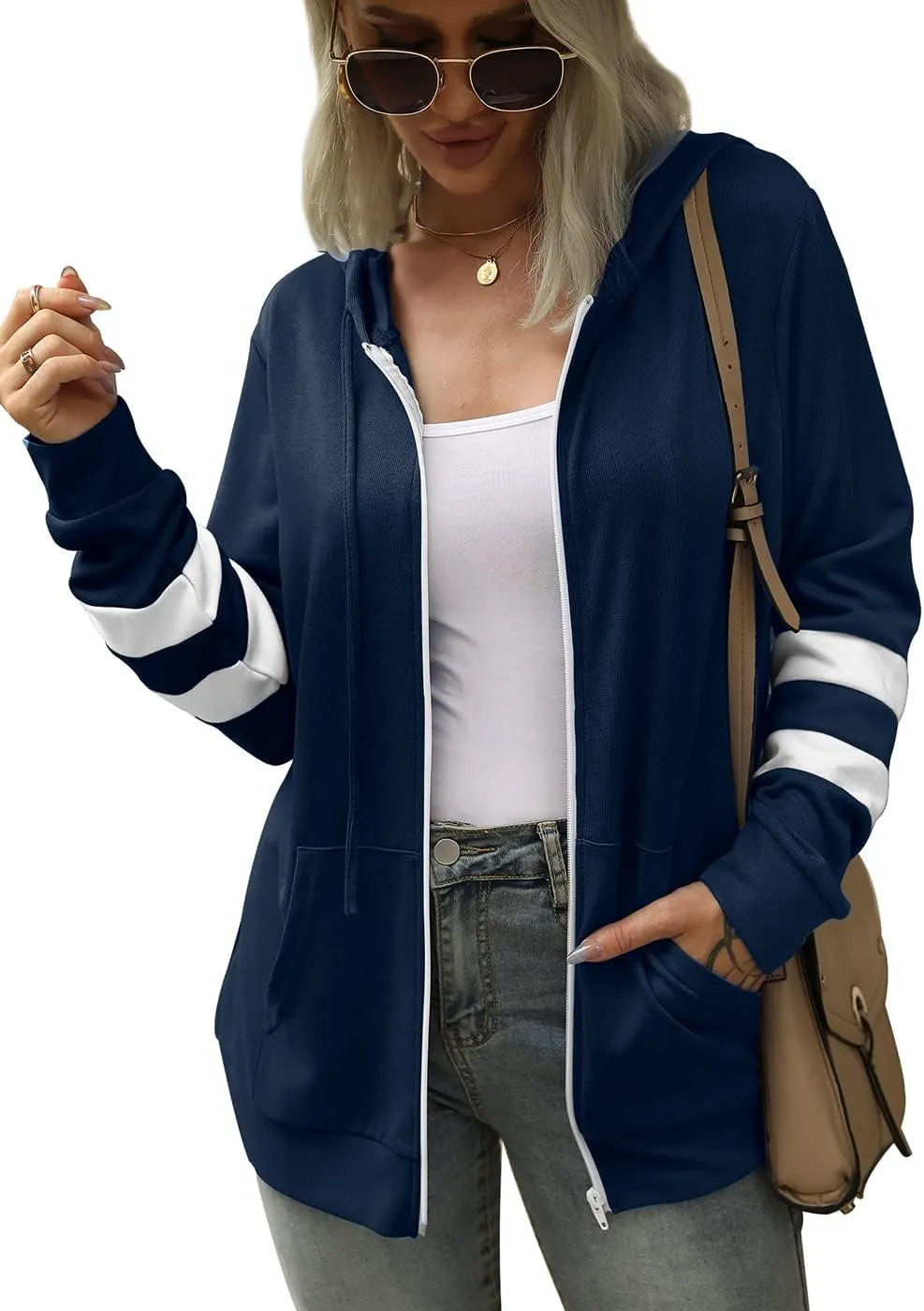 Bofell Womens Active Long Sleeve Zip Up Hoodies with Pocket Hooded Sweatshirts Jackets