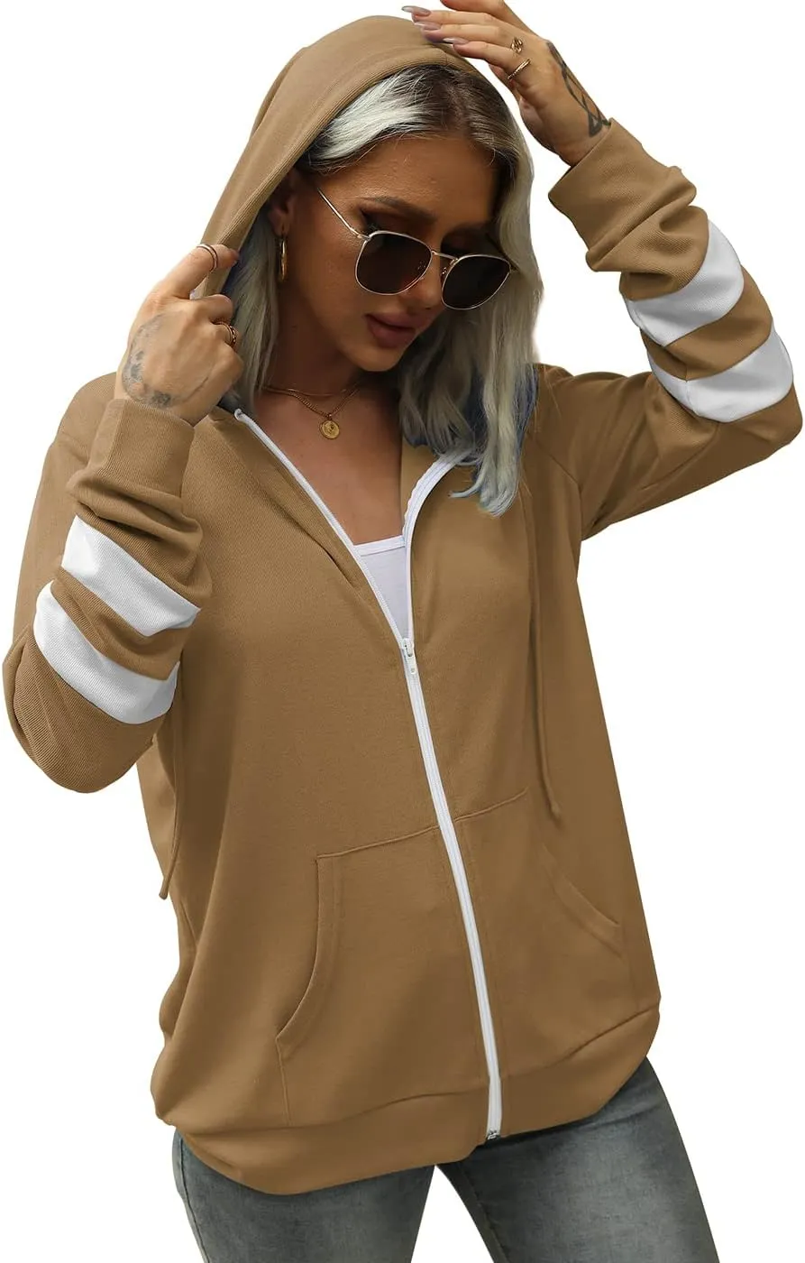 Bofell Womens Active Long Sleeve Zip Up Hoodies with Pocket Hooded Sweatshirts Jackets