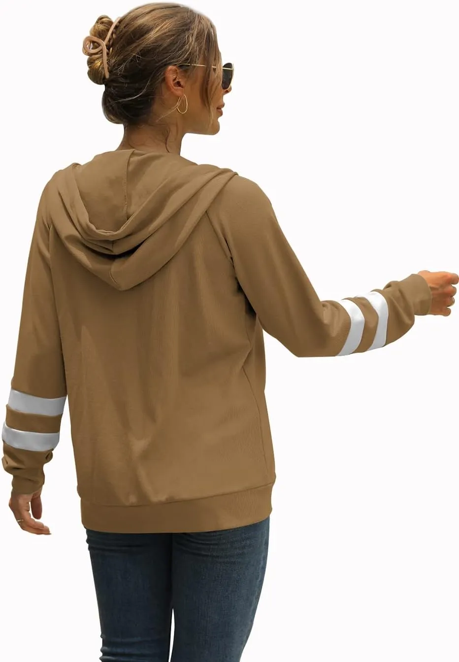 Bofell Womens Active Long Sleeve Zip Up Hoodies with Pocket Hooded Sweatshirts Jackets