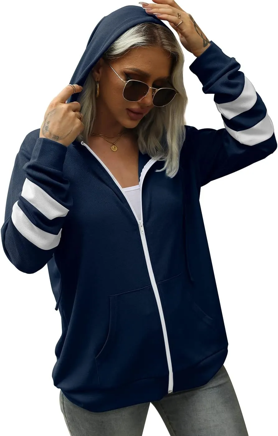 Bofell Womens Active Long Sleeve Zip Up Hoodies with Pocket Hooded Sweatshirts Jackets