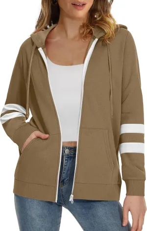 Bofell Womens Active Long Sleeve Zip Up Hoodies with Pocket Hooded Sweatshirts Jackets