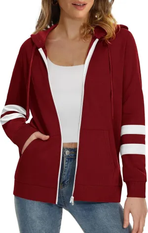 Bofell Womens Active Long Sleeve Zip Up Hoodies with Pocket Hooded Sweatshirts Jackets
