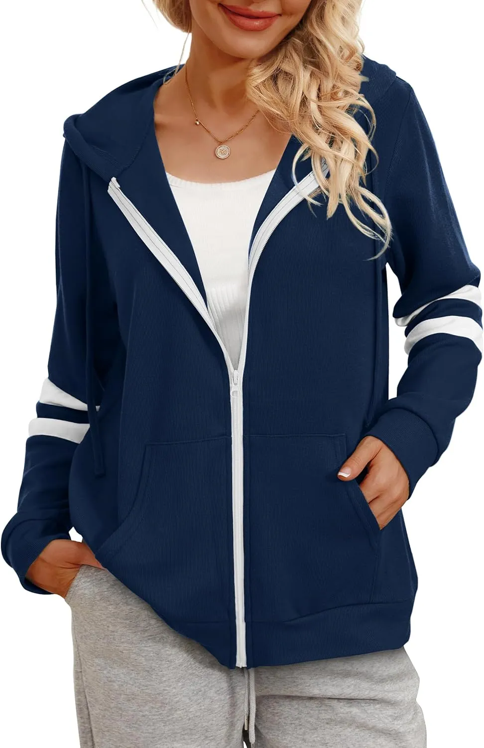 Bofell Womens Active Long Sleeve Zip Up Hoodies with Pocket Hooded Sweatshirts Jackets