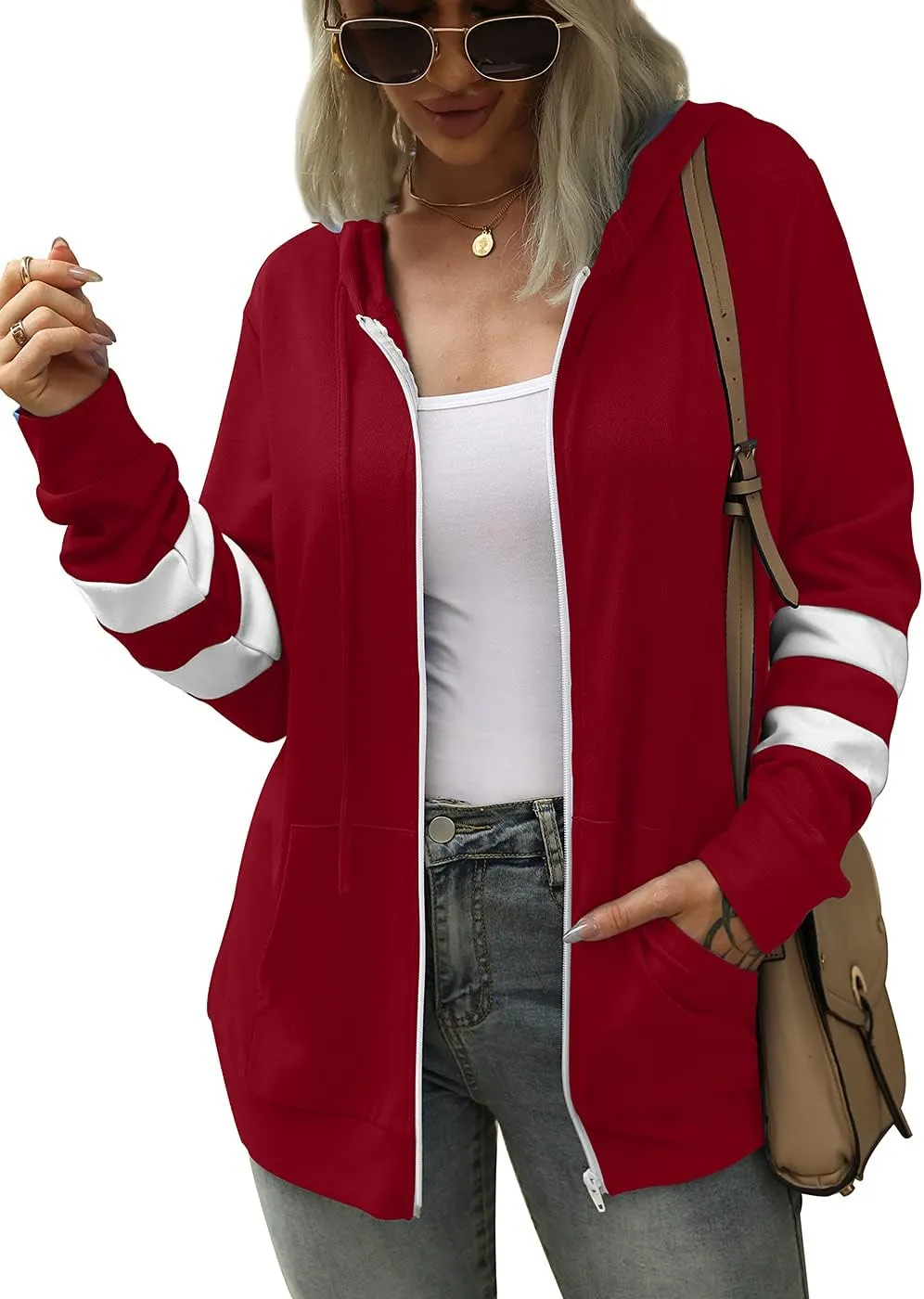 Bofell Womens Active Long Sleeve Zip Up Hoodies with Pocket Hooded Sweatshirts Jackets