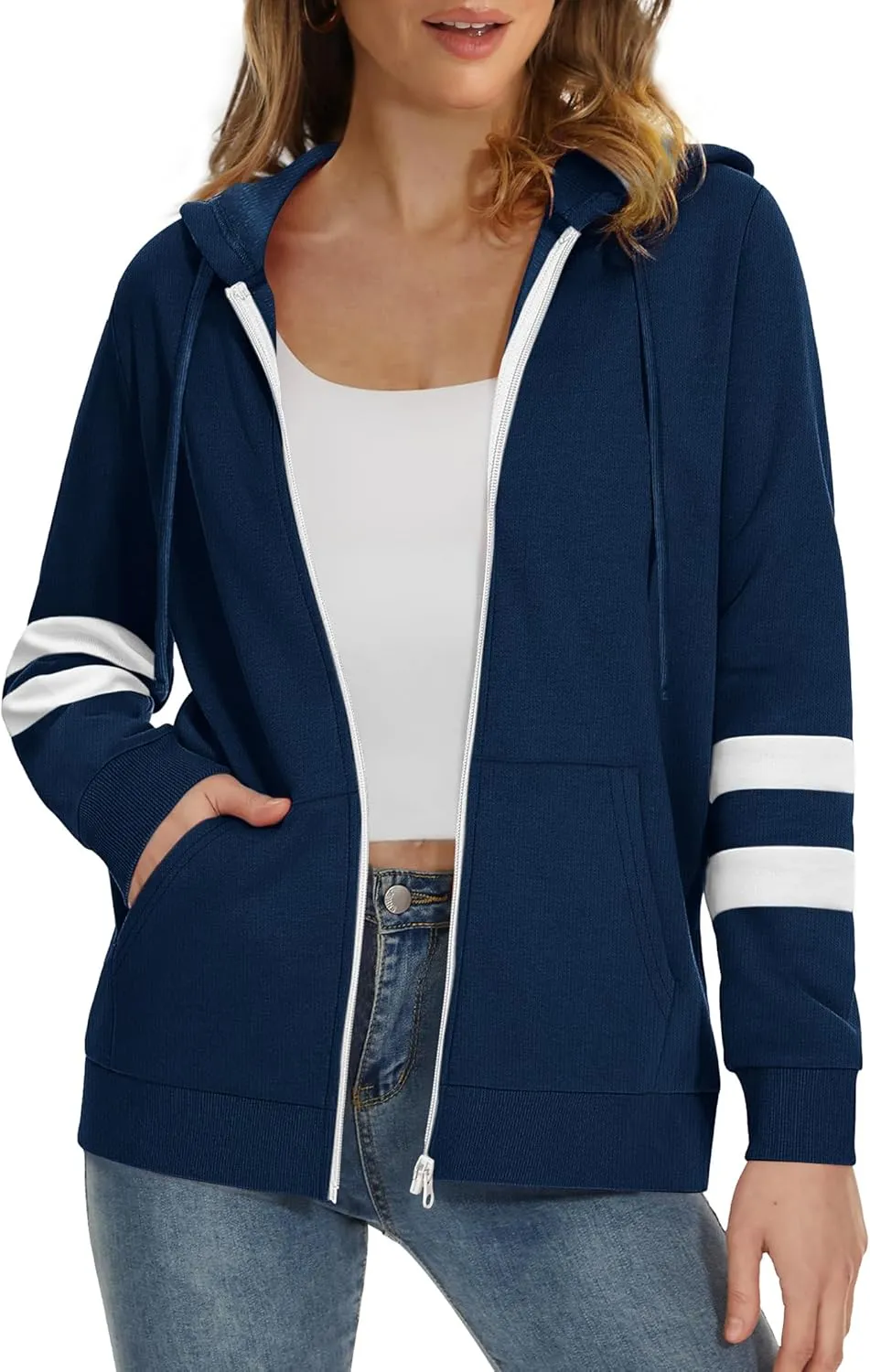 Bofell Womens Active Long Sleeve Zip Up Hoodies with Pocket Hooded Sweatshirts Jackets