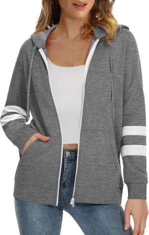 Bofell Womens Active Long Sleeve Zip Up Hoodies with Pocket Hooded Sweatshirts Jackets