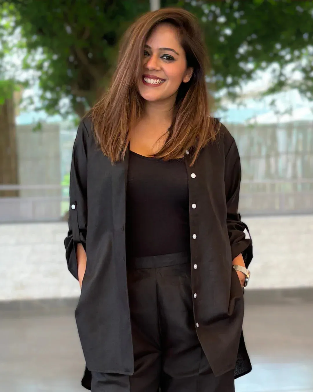 Boss Black Cotton Slub Aline Co-ord Set of 2