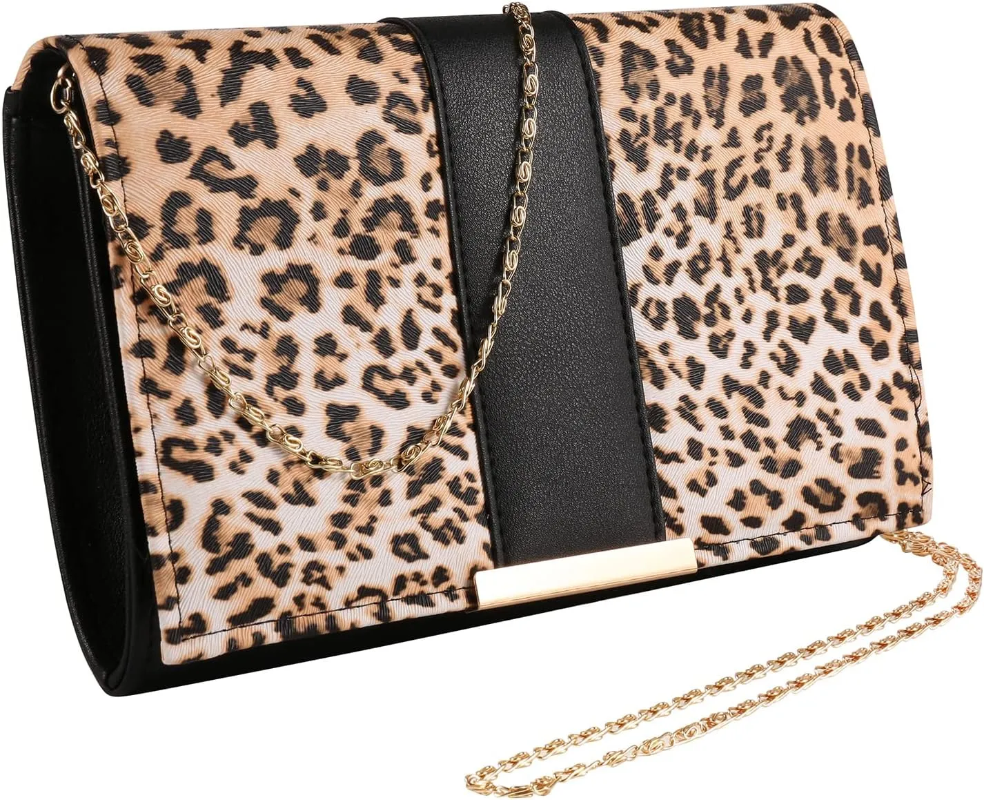 BPC Convertible Vegan Leather Crossbody Clutch, Adjustable Chain & Detachable Strap; Stylish Womens Envelope Purse