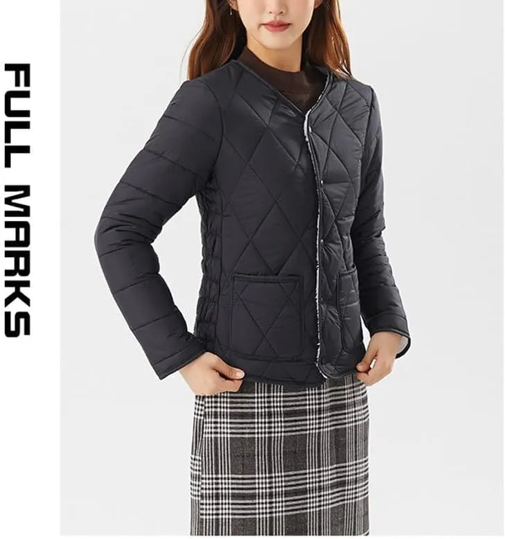 Buttons Cotton Coat Thicken Fleece Padded Jacket Liner With Pockets Women Lightweight Sherpa Warm Quilted Top