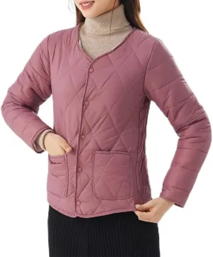 Buttons Cotton Coat Thicken Fleece Padded Jacket Liner With Pockets Women Lightweight Sherpa Warm Quilted Top