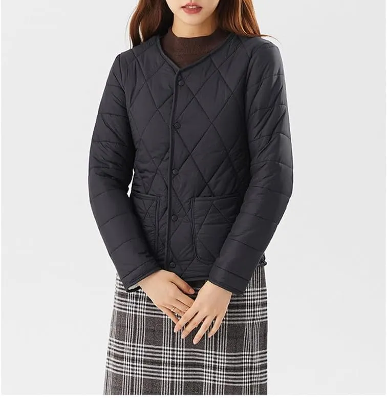 Buttons Cotton Coat Thicken Fleece Padded Jacket Liner With Pockets Women Lightweight Sherpa Warm Quilted Top