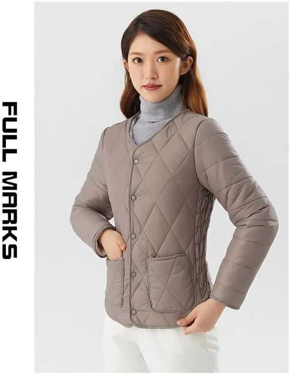 Buttons Cotton Coat Thicken Fleece Padded Jacket Liner With Pockets Women Lightweight Sherpa Warm Quilted Top
