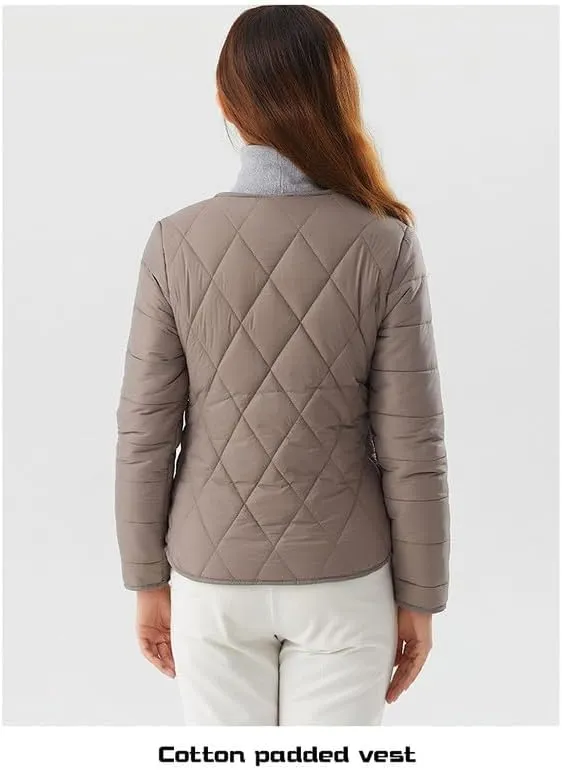 Buttons Cotton Coat Thicken Fleece Padded Jacket Liner With Pockets Women Lightweight Sherpa Warm Quilted Top