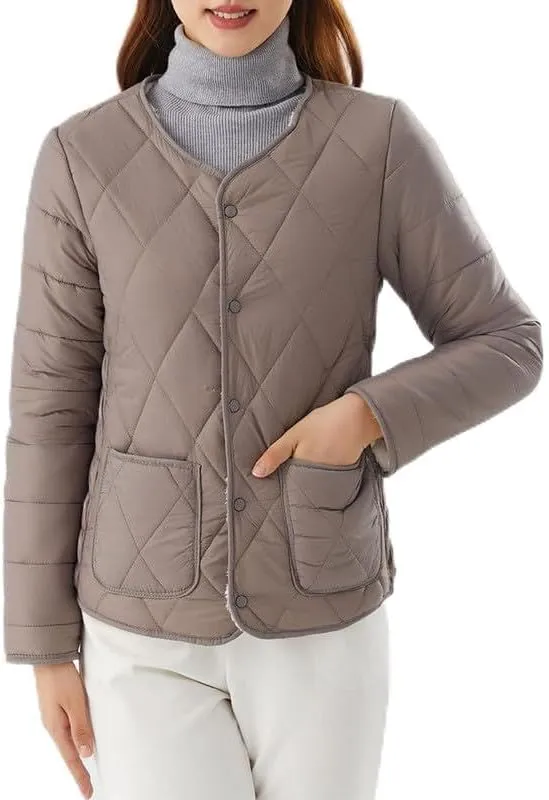 Buttons Cotton Coat Thicken Fleece Padded Jacket Liner With Pockets Women Lightweight Sherpa Warm Quilted Top