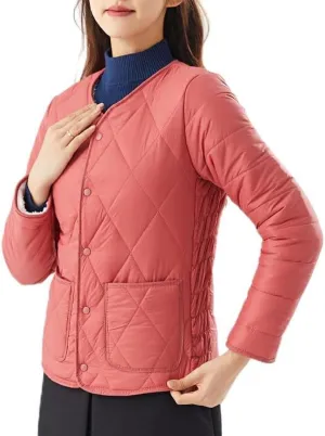 Buttons Cotton Coat Thicken Fleece Padded Jacket Liner With Pockets Women Lightweight Sherpa Warm Quilted Top