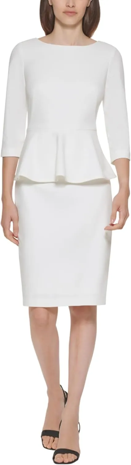 Calvin Klein Women's Work 3/4 Sleeve Peplum Dress