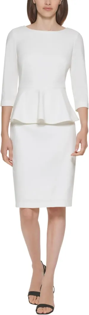 Calvin Klein Women's Work 3/4 Sleeve Peplum Dress