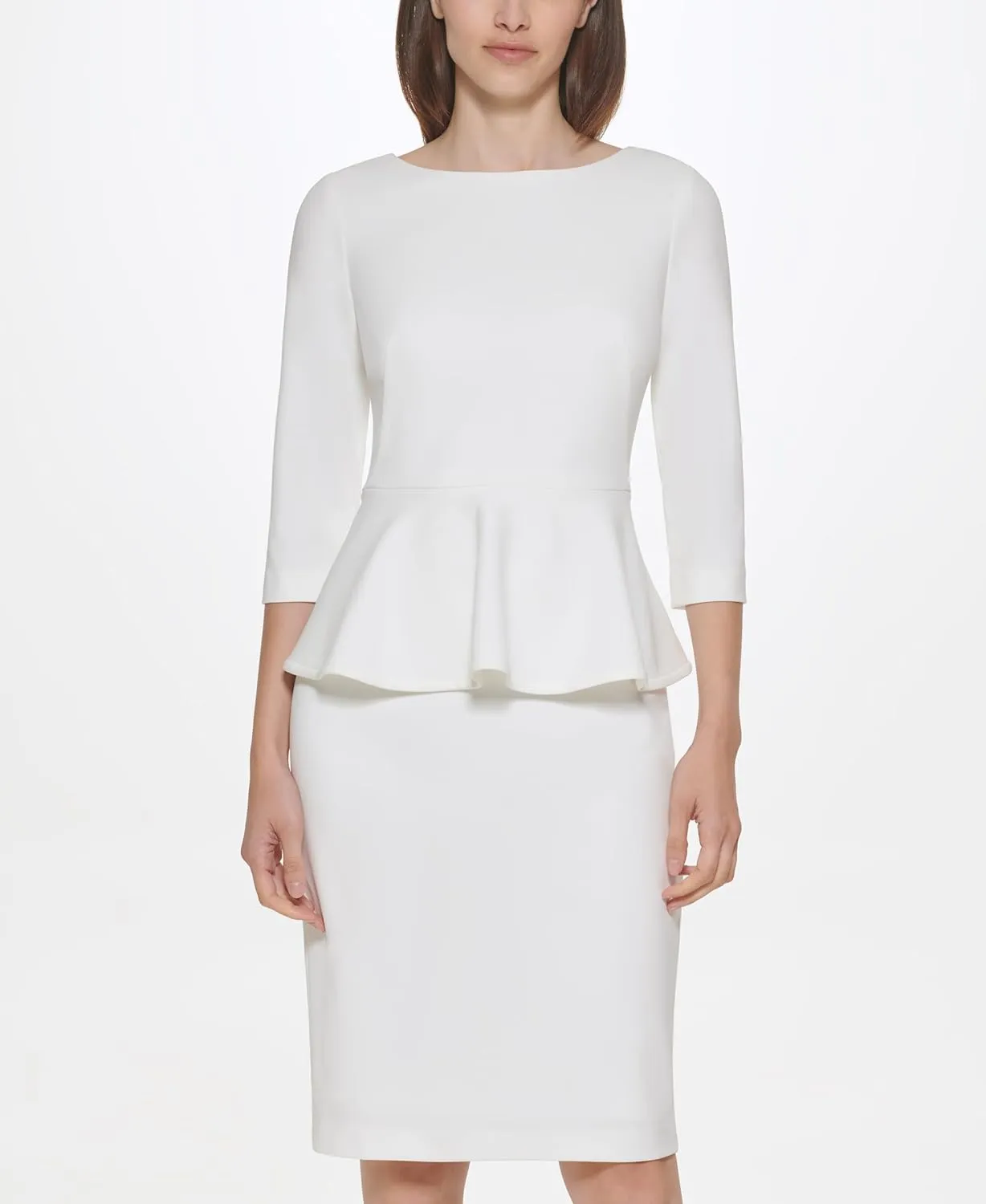 Calvin Klein Women's Work 3/4 Sleeve Peplum Dress