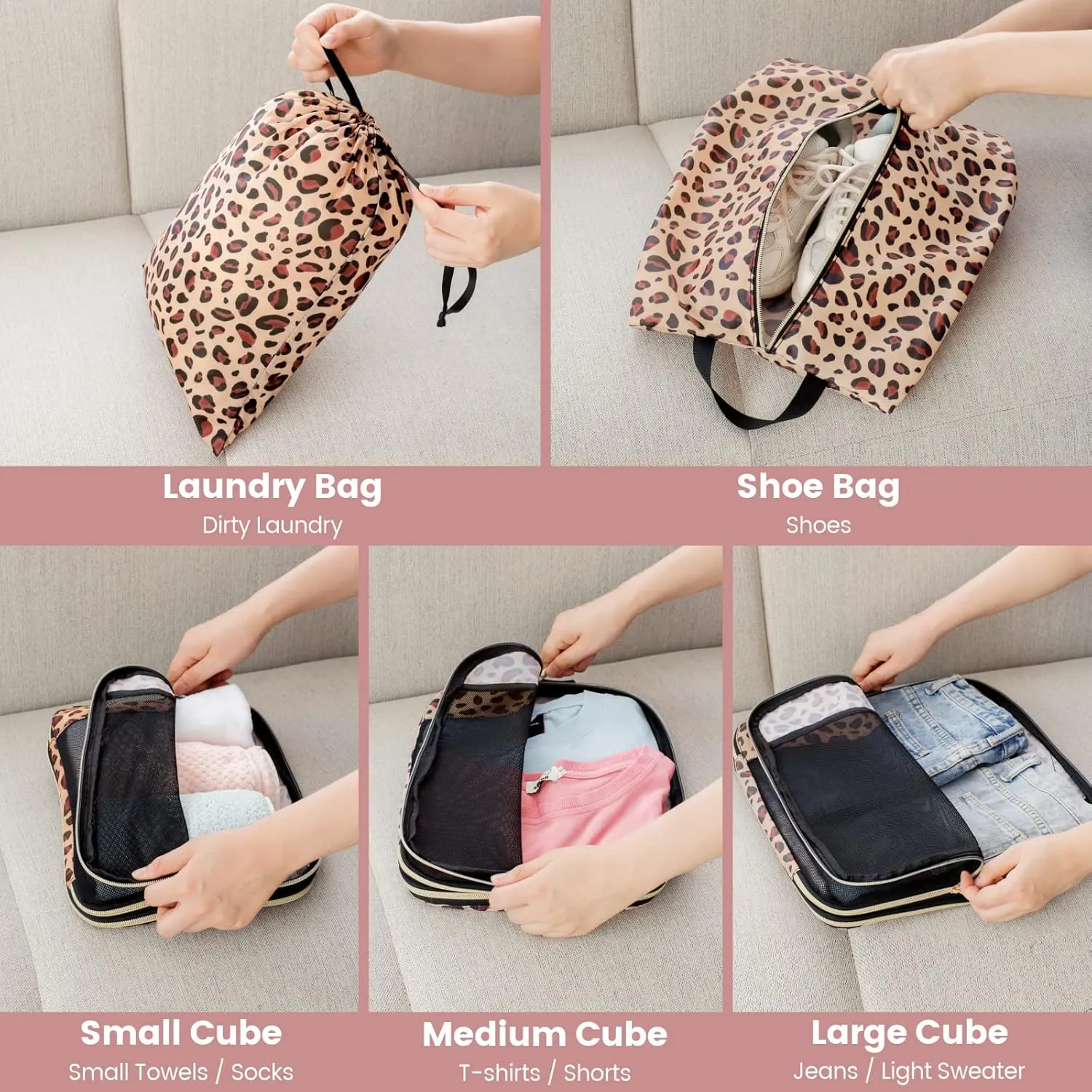 Cambond Compression Packing Cubes for Travel Women - Lightweight Luggage Organizers Bag Packing Cubes for Carry on Suitcases