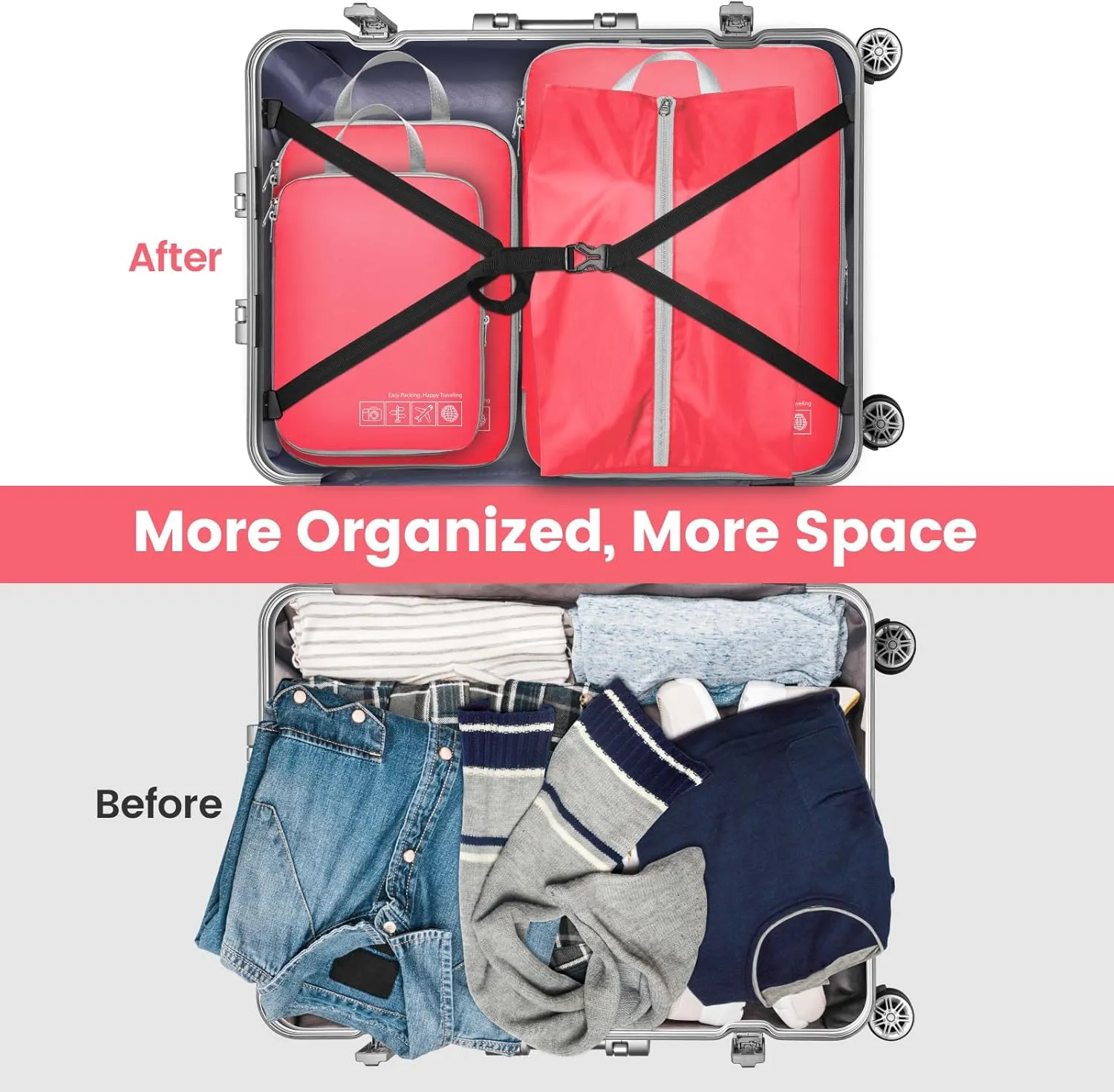 Cambond Compression Packing Cubes for Travel Women - Lightweight Luggage Organizers Bag Packing Cubes for Carry on Suitcases