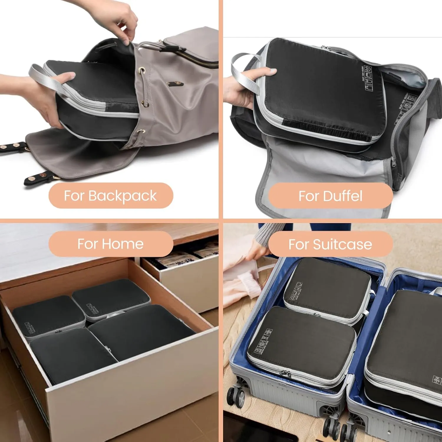 Cambond Compression Packing Cubes for Travel Women - Lightweight Luggage Organizers Bag Packing Cubes for Carry on Suitcases