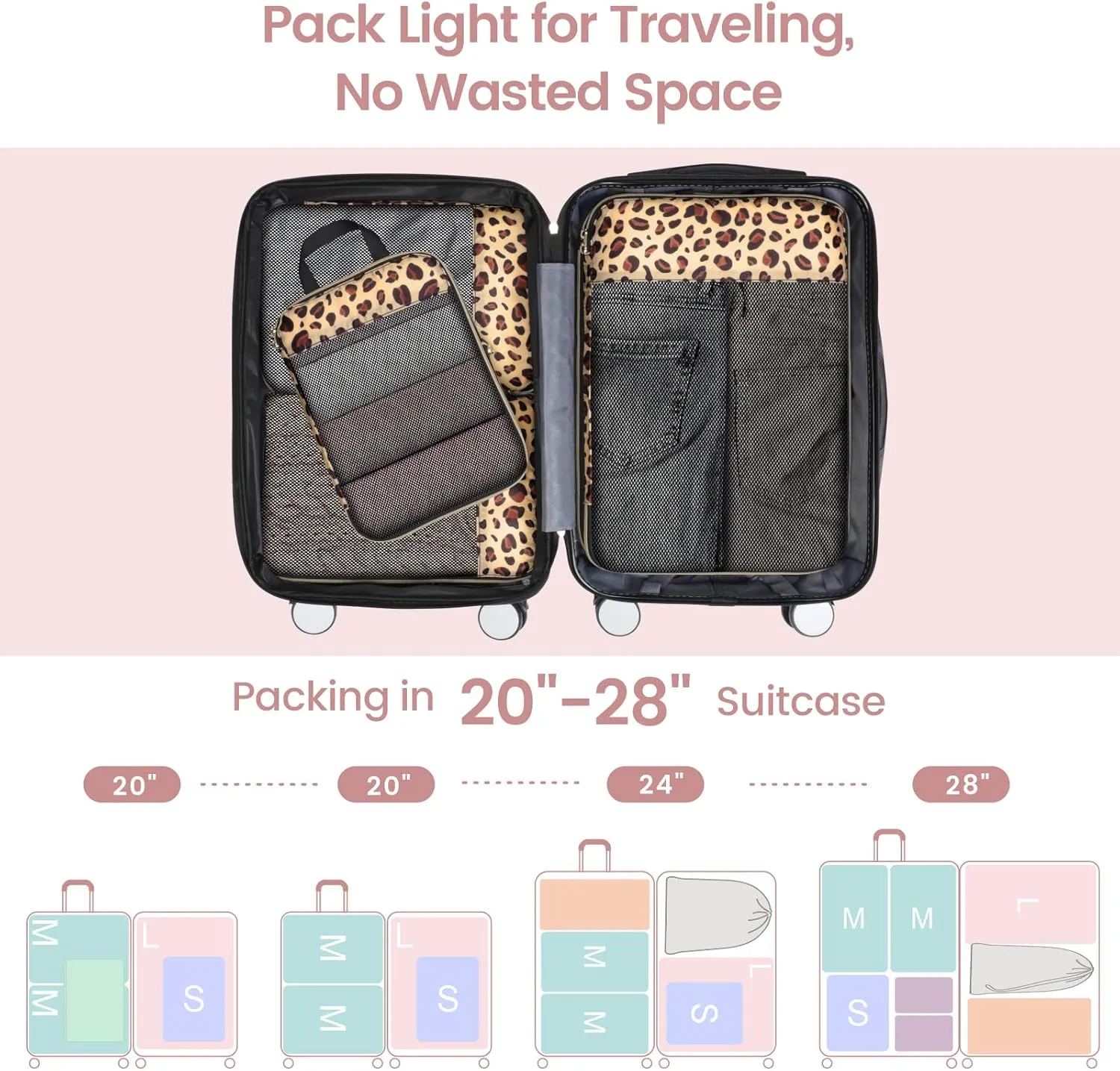 Cambond Compression Packing Cubes for Travel Women - Lightweight Luggage Organizers Bag Packing Cubes for Carry on Suitcases