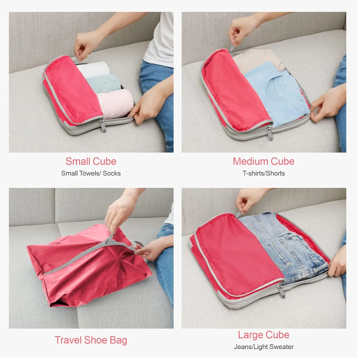 Cambond Compression Packing Cubes for Travel Women - Lightweight Luggage Organizers Bag Packing Cubes for Carry on Suitcases