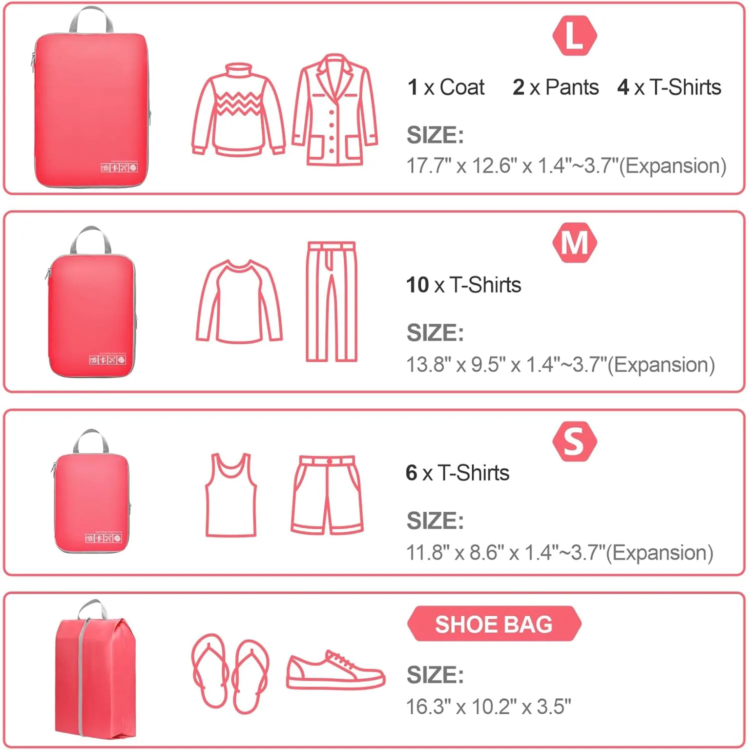 Cambond Compression Packing Cubes for Travel Women - Lightweight Luggage Organizers Bag Packing Cubes for Carry on Suitcases