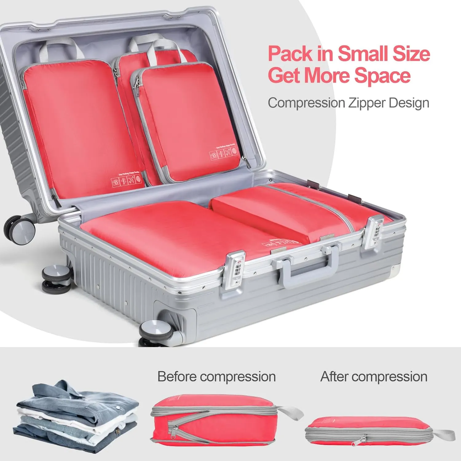 Cambond Compression Packing Cubes for Travel Women - Lightweight Luggage Organizers Bag Packing Cubes for Carry on Suitcases