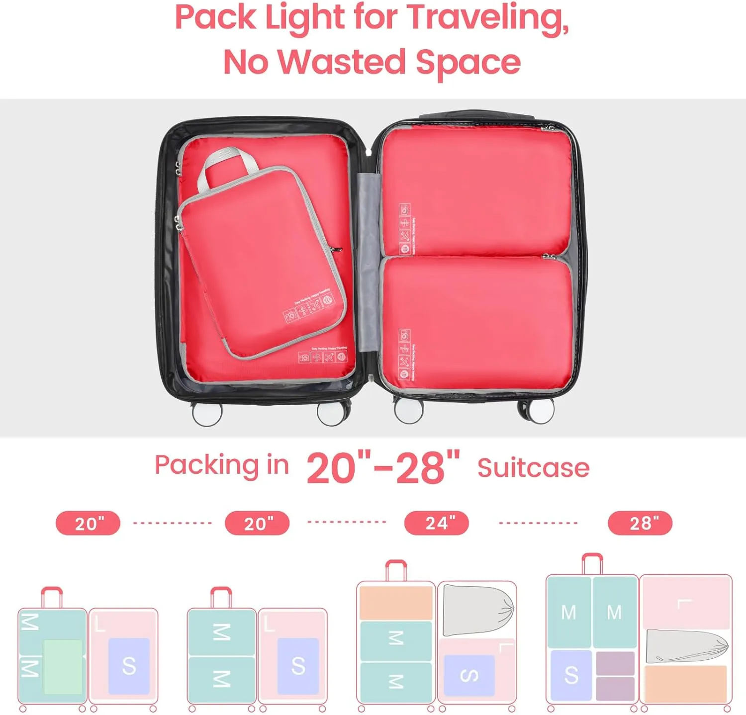 Cambond Compression Packing Cubes for Travel Women - Lightweight Luggage Organizers Bag Packing Cubes for Carry on Suitcases
