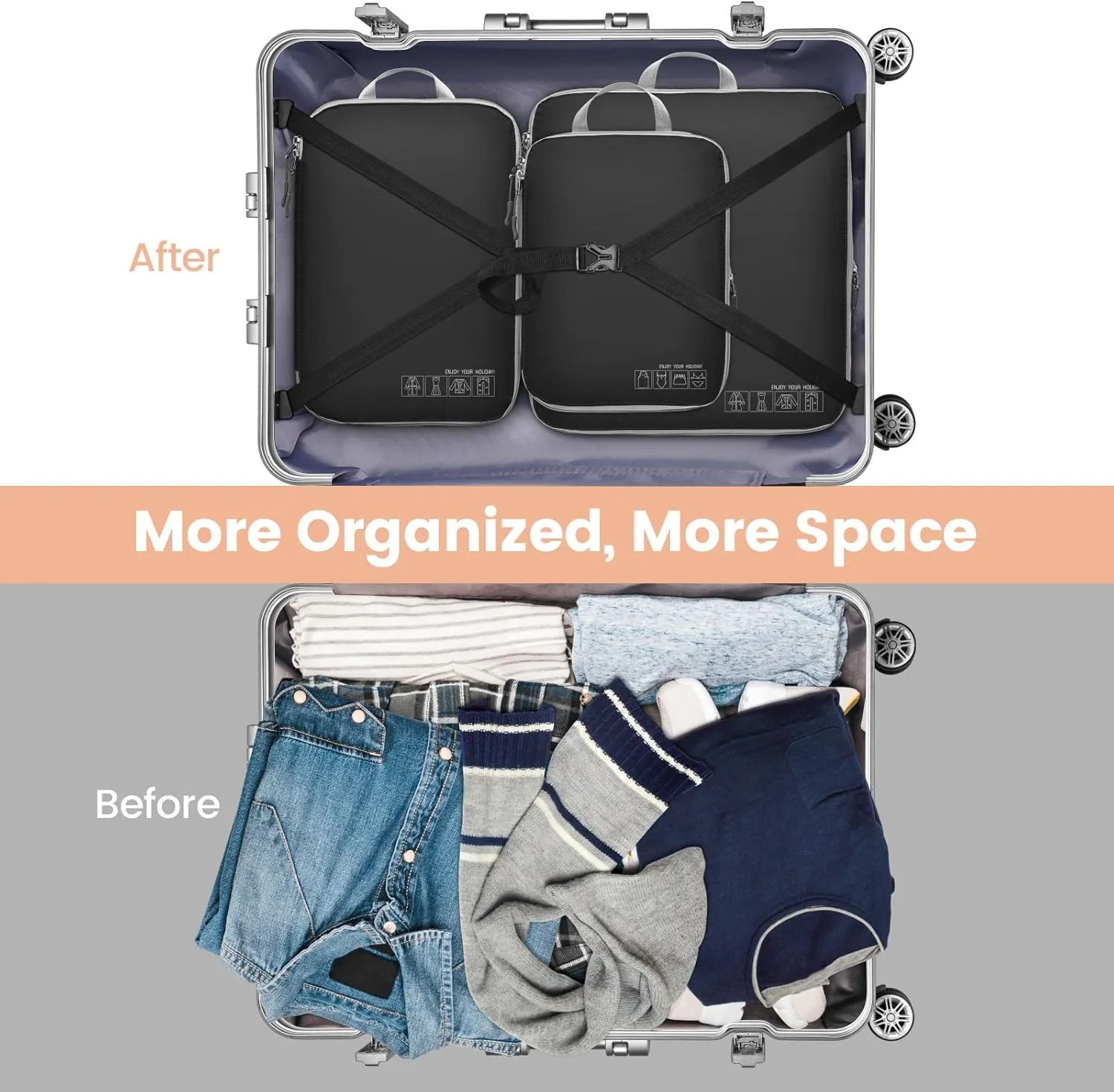 Cambond Compression Packing Cubes for Travel Women - Lightweight Luggage Organizers Bag Packing Cubes for Carry on Suitcases