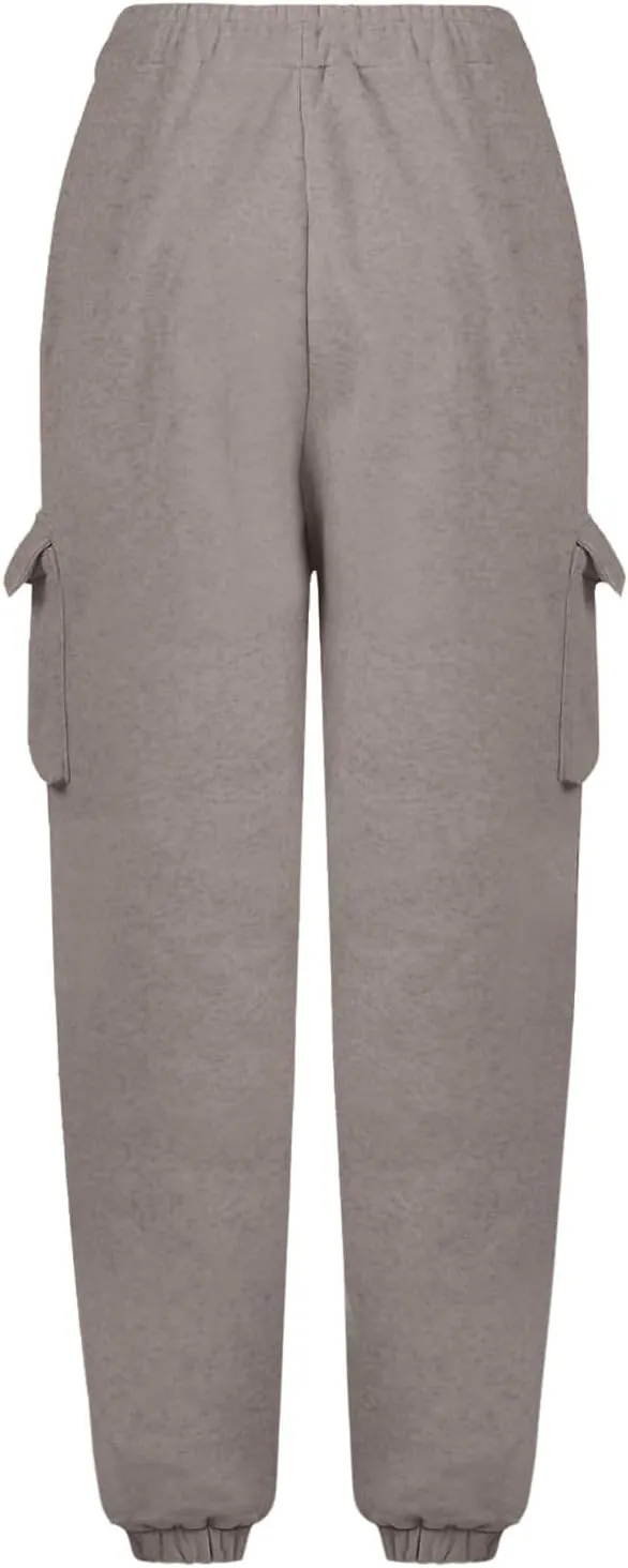 Cargo Sweatpants for Teen Girls Cinch Bottom Baggy Trousers High Waisted Soft with Pockets Lounge Pants Joggers Comfy