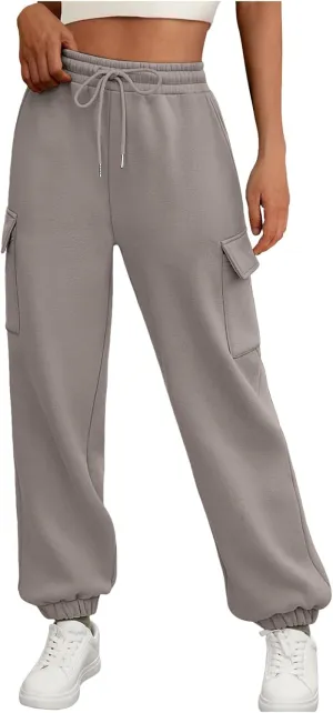 Cargo Sweatpants for Teen Girls Cinch Bottom Baggy Trousers High Waisted Soft with Pockets Lounge Pants Joggers Comfy
