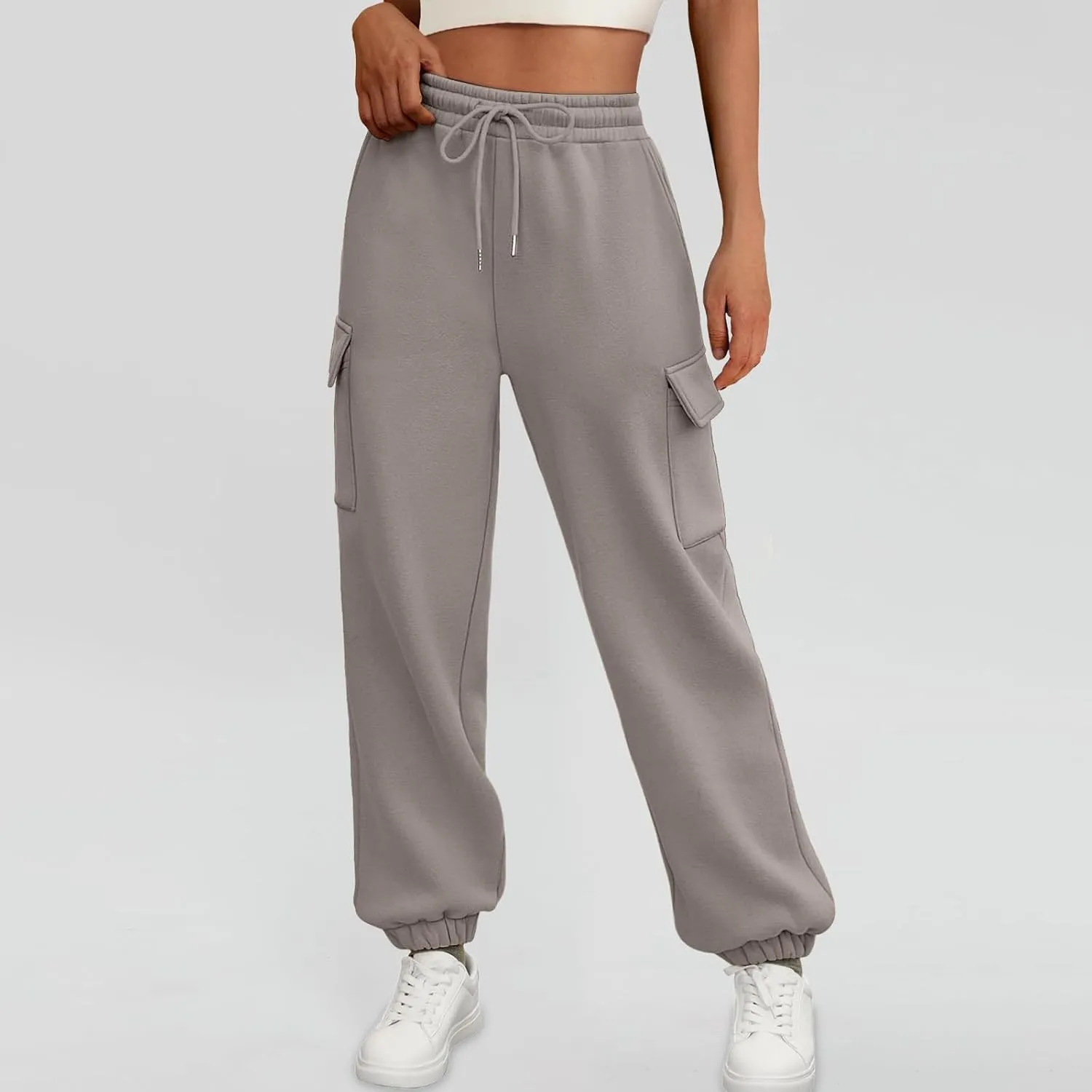 Cargo Sweatpants for Teen Girls Cinch Bottom Baggy Trousers High Waisted Soft with Pockets Lounge Pants Joggers Comfy
