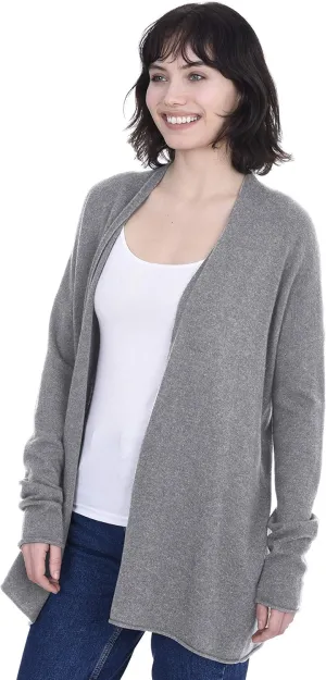 Cashmeren Lightweight Open Front Cardigan 100% Pure Cashmere Long Sleeve Sweater for Women